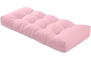 ThinMay Bench Cushion 36 inches,Indoor/Outdoor Non-Slip Tufted Cushions, Premium Waterproof Linen, Soft Piano Sofa Cushions, High-Density Memory Foam(Light Pink-36x14 x 4 in)