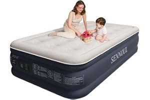 SENNOUL Air Mattress with Built in Pump - Upgraded Twin Blow Up Mattress, 2 Mins Quick Self Inflatable with Double Air Chamber,16"/550lbs Max, Strong Support, for Camping,Home,Guests,Portable Travel