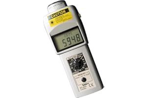 Shimpo DT-205LR Dual Contact/Non-Contact Handheld Tachometer with 6" Wheel, LCD Display, 6-99999rpm Range