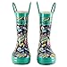 Lone Cone Children's Waterproof Rubber Rain Boots in Fun Patterns with Easy-On Handles Simple For Kids (Space Cats, 12 M US Little Kid)