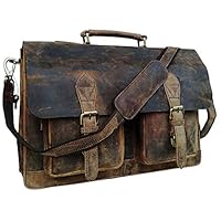 Cuero Retro Buffalo Hunter Leather Laptop Messenger Bag Office Briefcase College Bag (18 inch)