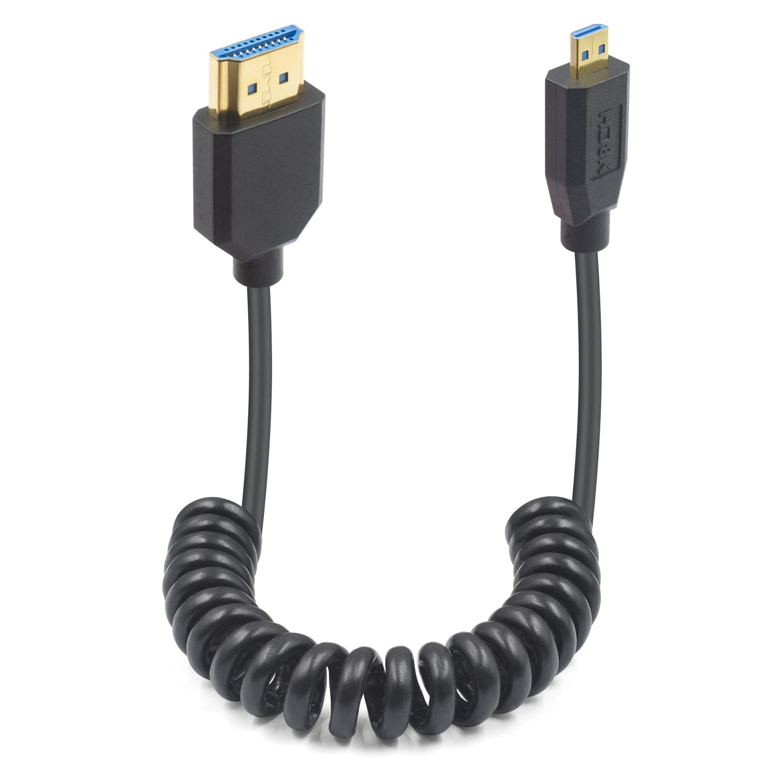 Duttek Hdmi to Micro Hdmi 2.1 Coiled Cable 1.2m, Hdmi 2.1 ultra high speed 48Gbps,Supports 8K@60Hz, 4K@120Hz, Suitable for Mobile Phone Tablet/Camera's Micro Hdmi Port/projector's HDMI port(Straight)