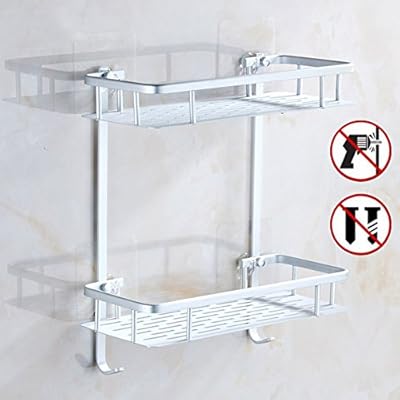 Lucarres Wandregal Fur Badezimmer Ohne Bohren Mit Klebestreifen 1 2 3 Ebenen Aluminium Fur Duschen Handtuchhalter Korb Organizer Mit Haken Siehe Abbildung 2 Tier Amazon De Kuche Haushalt
