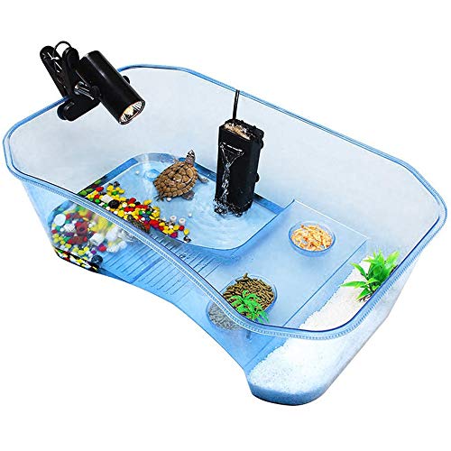Reptile Habitat,Turtle Habitat Terrapin Lake Reptile Aquarium Tank with Platform Plants (Blue) Reptile Habitat,Turtle Habitat Terrapin Lake Reptile Aquarium Tank with Platform Plants (Blue)