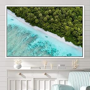 signwin Framed Canvas Wall Art Coastal Scenery Aerial...