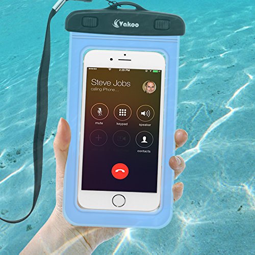 Vakoo Universal Waterproof Case, Waterproof Cellphone Dry Bag for Apple iPhone 6S, 6S Plus, iPhone 5, 5S, Galaxy S6, Note 5(Smartphone up to 6-Inch) with A Unique Neck Strap (Blue)