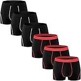 Sexy Code 1701 Men's Boxer Briefs 6-Pack, Modal Stretch Underwear Breathable Soft Trunks for Men, Black & Red