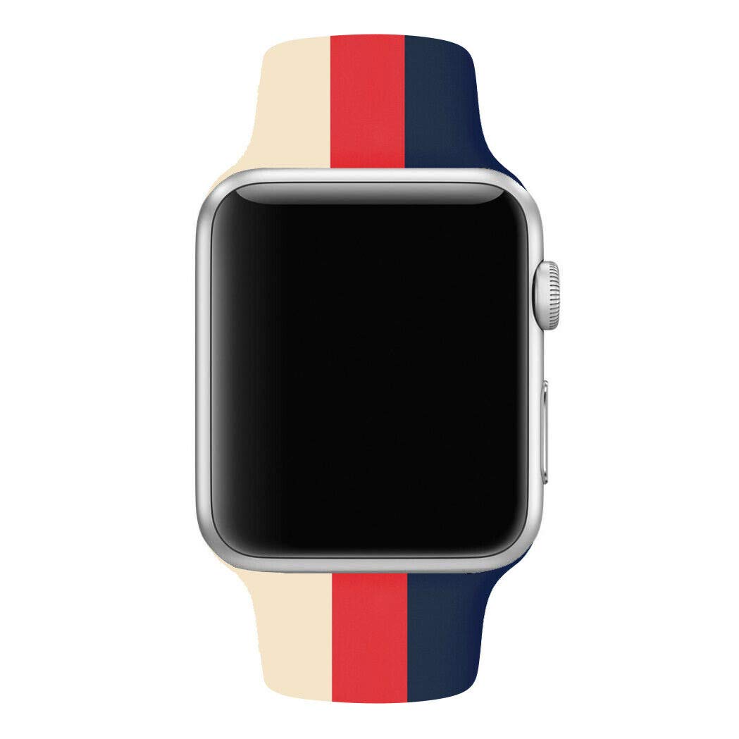 Premium Soft Silicone Band Compatible with Apple Watch Replacement for iWatch Strap Series 5 4 3 2 1 Black Red Green 38/40 42/44 (Navy Blue-3 Colors, 42mm/44mm)