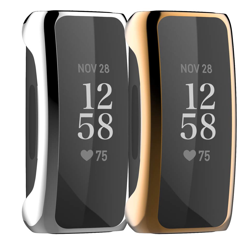 Shieranlee 2 Pack Compatible with Fitbit Inspire 2 Screen Protector Case, TPU Full Coverage Shockproof Bumper Cover