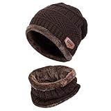 PGXT Beanie Hat Scarf Set Winter Warm Fleece Lined