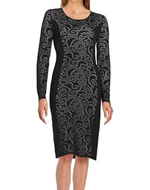 Calvin Klein Women's Printed Knit Sweater Dress Black XL