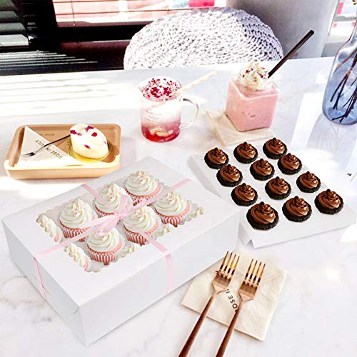20Set Cupcake Boxes Hold 12 Cupcakes, White Cupcake Containers With
