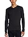 Calvin Klein Men's Long Sleeve Ribbed V-Neck T-Shirt, Black, Medium