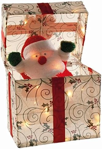 Animated Lit Santa Popping Out Of Christmas Present Indoor Display