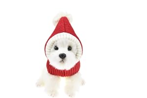 FLADOREPET Christmas Dog Hat Costume for Large Medium Dog Warm Winter Dog Hat Neck Ear Warmer Headband Protector for Golden Retriever Labrador(Small, Red)
