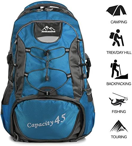 TTWO Hiking Backpack, Outdoor Sports Series 45L Lightweight Packable Mountaineering Daypack for Camping Traveling Climbing (Blue)