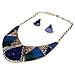 Qiyun (TM) Chunky Women's Blue Enamel Tibet B Bib Necklace Stud Earrings Set