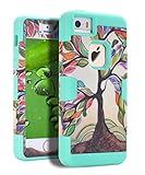 iPhone 5 Case,iPhone 5S Case,iPhone SE Case,Hybrid Heavy Duty Shockproof Full-Body Protective Case with Dual Layer [Hard PC+ Soft Silicone] Impact Protection for Apple iPhone SE,iPhone 5/5S Tree Mint