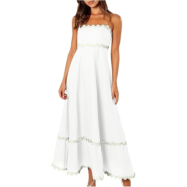 Tank Dresses for Women Summer Trendy Sundress Boho Guipure Lace Spaghetti  Strap Maxi Dress High Waist Vacation Outfit at Amazon Women's Clothing store