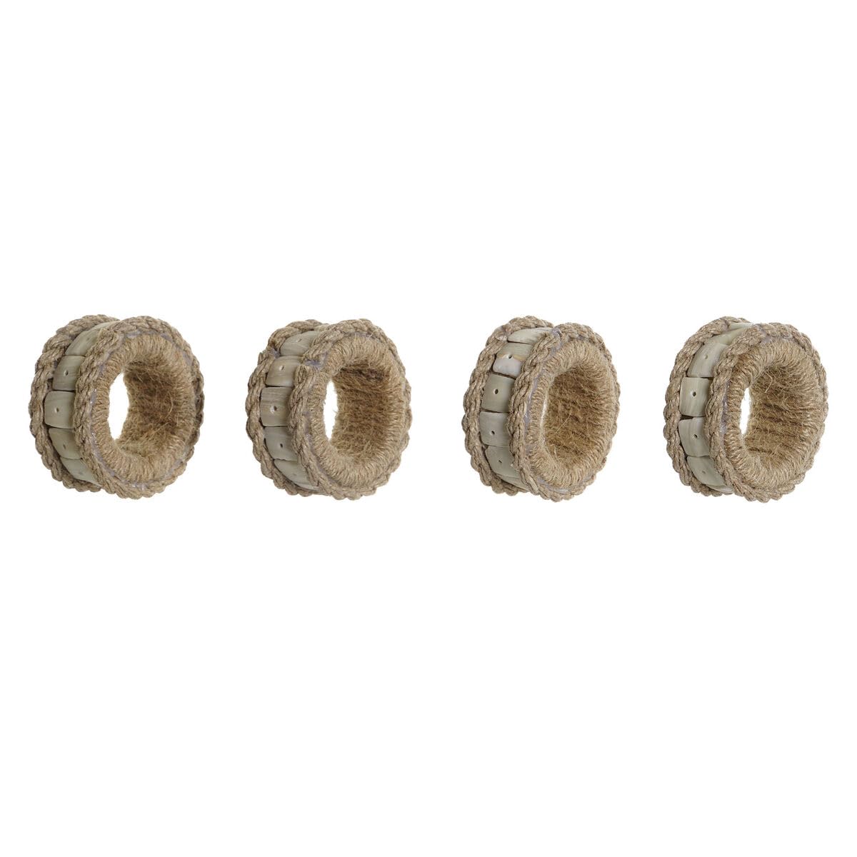 DKD Home Decor Napkin Ring Natural Jute Resin Aluminium 6 x 3 x 6 cm 4 Pieces