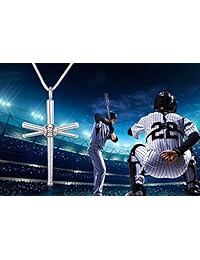 TANGPOET S925 Sterling Silver Baseball Pendant Necklace Silver Chain Father's Gift