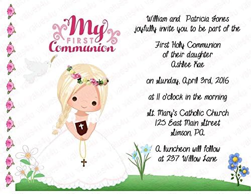 Personalized Communion Invitations (communion girl1014) (sold in packs of 12)