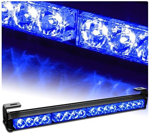 18" 16 LED Emergency Strobe Light Bar for Advisor Vehicle Traffic Warning with 7 Flashing Modes - Blue