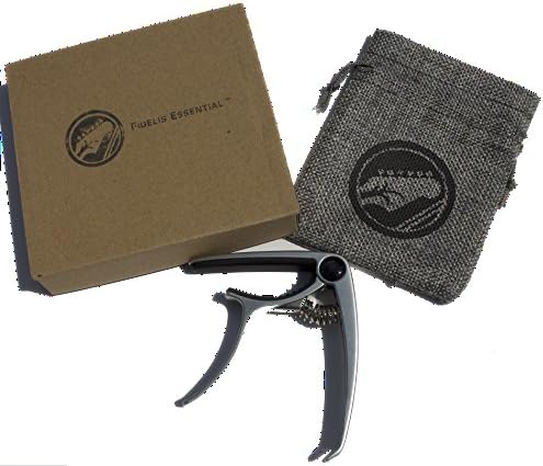Acoustic Electric Guitar Capo (Metal) Universal 6-String and Classical Accessory | Mandolin, Bass, Ukulele | Dual-Sided Neck Padding | Black, Light Brown, Dark Brown, Silver (Graphene)