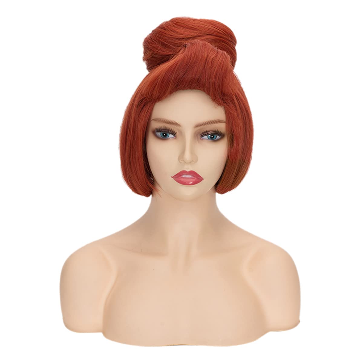50s Women Wig | FVCENT Wilma Flintstone Halloween Costume for Women,The Flintstones,60s Short Red Vintage Updo Halloween Costume Bun Party Wig (Red)