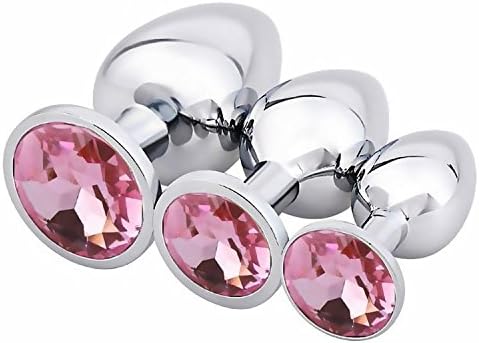 ZeroBaby 3Pcs Jewelry Beginner's Stainless Steel Metal Anal Butt Plug Adult Toys (pink)
