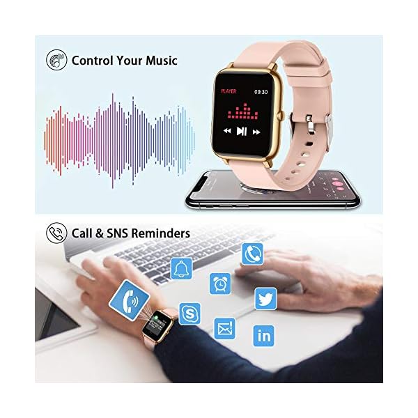 Popglory Smart Watch, Fitness Tracker with Blood Oxygen, Blood Pressure, Heart Rate Monitor, IP67 Waterproof Smartwatch…