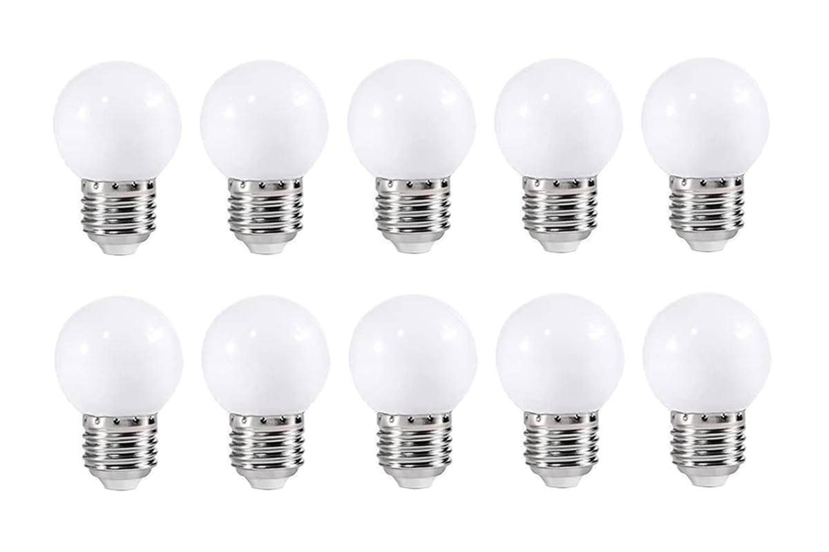 ZFQ 10 Pack E27 Warm White LED Light Bulbs 2W G45 Golf Ball Mini Globe Bulb Lighting Bulbs for Outdoor Indoor String Patio Garden Party Decoration, Christmas, Tree, Fairy Party Night Lights — image 1