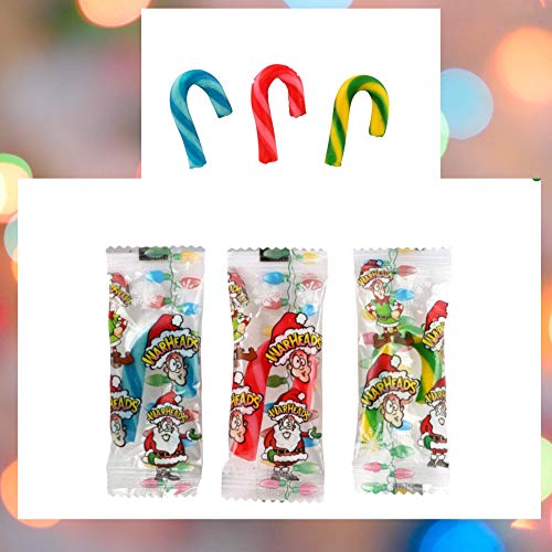 Warheads Sour Candy Canes 20 Pieces Mini individually Wrapped Christmas