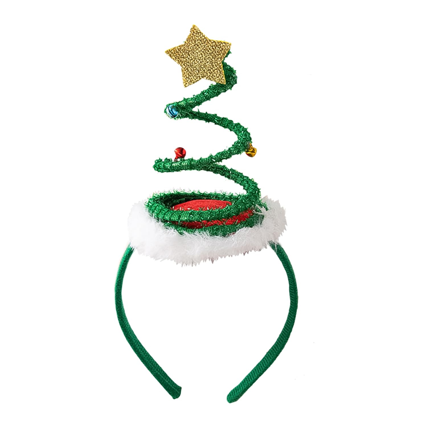 HIXNUG Christmas Tree Headband With Bell Cute Xmas Hair Hoops Christmas Tree Designs for Christmas and Holiday Parties (green)