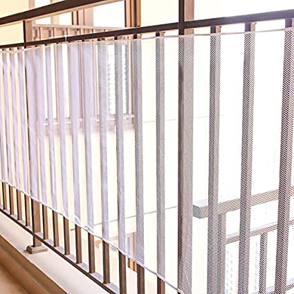 Child Safety Rail Net Balcony and Stairway Safety Net Banister Guard Rail Heightened Adjustable Sturdy Stairway Railing Fence Mesh Protection Net for Kids and Pets(9.8ft Lx2.5ft H) White