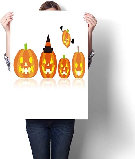 Amazon Smllmoondecor キャンバスプリント ウォールアート ハロウィン ジャック オー ランタンのイラスト 装飾ファインアートキャンバスプリントポスター K 16 X L インチ K 32 X L 36 アートフレーム ポスター オンライン通販
