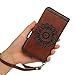 S6 Case,Samsung Galaxy S6 Case (Non-Edge) - Flip Wallet Case Kickstand 3D Embossed Flower Back Magnetic PU Leather Card Holders Soft TPU Inner Case Hand Strap & Dust Plug & Stylus by Badalink - Brown