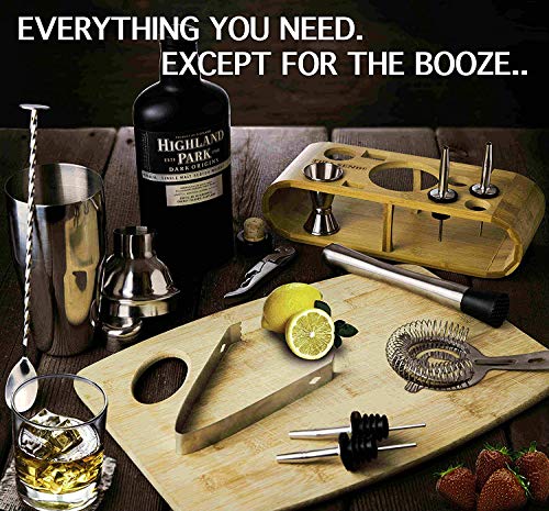 25oz Stainless Steel Cocktail Shaker Bar Set, Bartender Kit with Stand, Bar Tools Set, Martini Bar Mixer Set with Strainer - Cocktail Shaker with Recipes - 19 Piece Professional Bar Accessories - Thumbnail 4