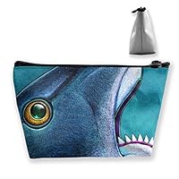 FJSLIE Prehistoric Shark Painting Women Cosmetic Bags Multi Function Toiletry Organizer Bags,Hand Portable Pouch Travel Wash Storage Capacity with Zipper(Trapezoidal)