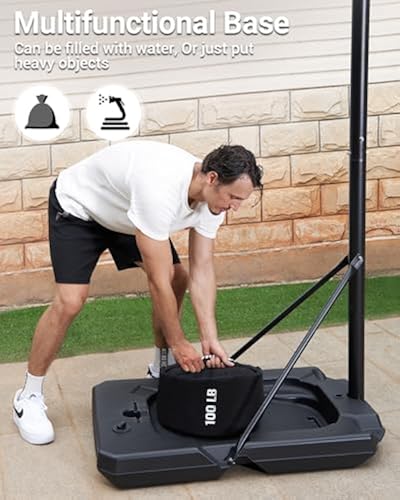 WIN.MAX Adjustable Basketball Hoop – 3.8ft To 10ft Height, 44-Inch Backboard, Portable For Pool, Indoor & Outdoor Use