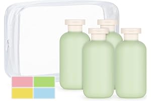 WantGor Squeeze Bottles with Flip Cap, 4Pcs Large Empty Refillable Plastic Leak Proof Travel Bottles for Shampoo, Conditioner, Creams, Lotion (6.8oz/200ml)