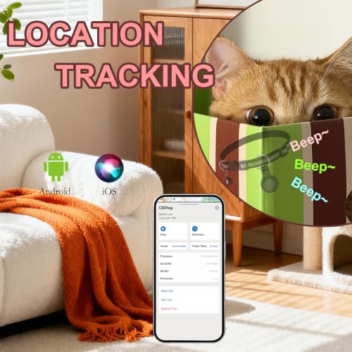 Cat GPS Tracker No Subscription Required Cat Collar Tracker Supports Android & iOS Dog Tracker with No Monthly Fees Activity History GPS Dog Tracker Real-time Location Tracking-Matte Black