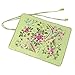 SuoSuo Jewelry Roll,Travel Jewelry Roll Bag,Silk Embroidery Brocade Jewelry Organizer Case with Tie Close,Light Green Flower