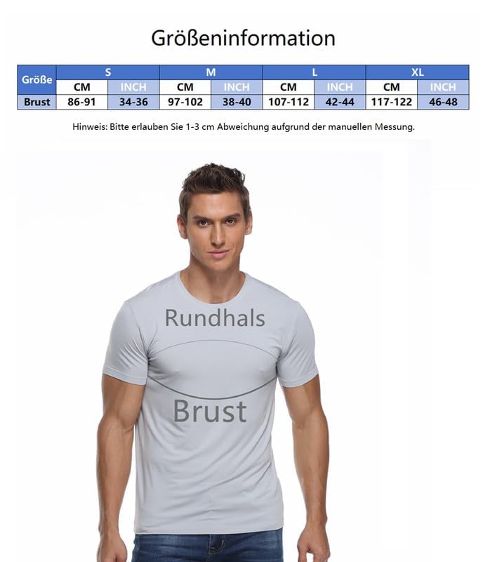 COLORFULLEAF 3/5er Pack Bambus Rundhals T-Shirt Herren Stretch Unterziehshirt Männer Einfarbig Business Arbeitstshirts(Weiß,L) 7
