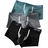 Cerahome Men's Underwear Separated Pouch Ice Silk Boxer Briefs Elephant Nose Turnks Enhance Boxers