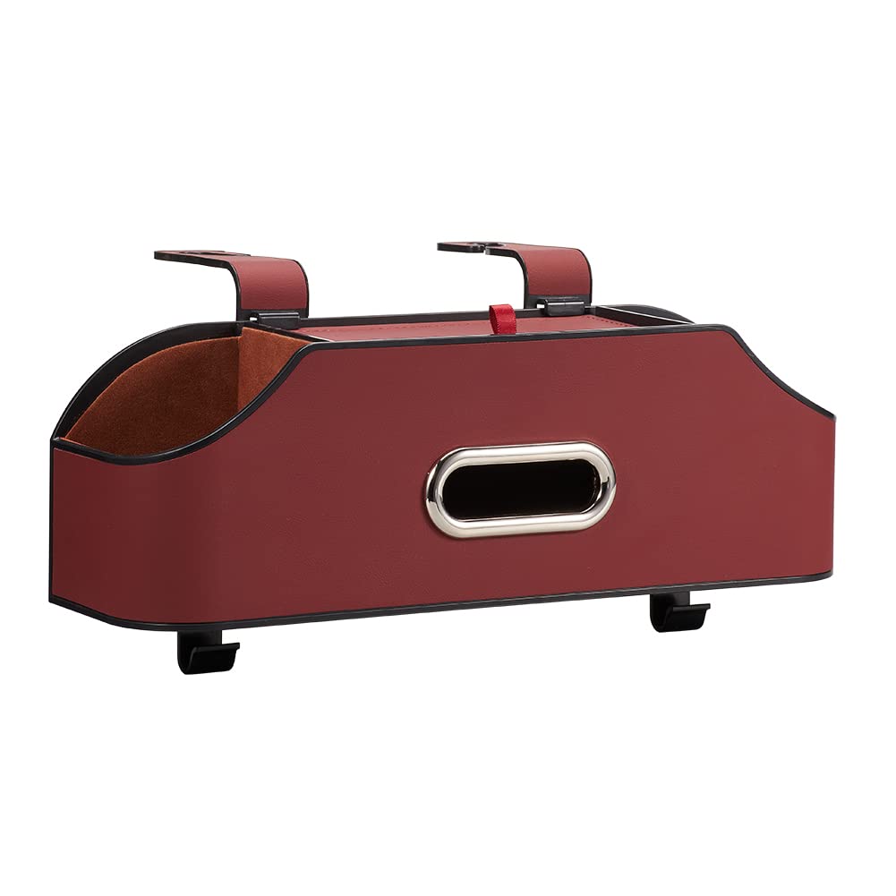 JSCARLIFE Car Headrest Backseat Organizer with Cup Drink Holder,Backseat Storage Box and Cell Phone Holders Car Headrest Rear Seat Multifunctional Storage Box for Kids, Travel, And Road Trips (Red)