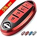 COMPONALL for Nissan Key Fob Cover, Key Fob Case for Nissan Altima Sentra Maxima Rogue Armada Pathfinder Infiniti Premium Soft TPU Full Cover Protection Smart Remote Keyless(for 4 Button only),Red