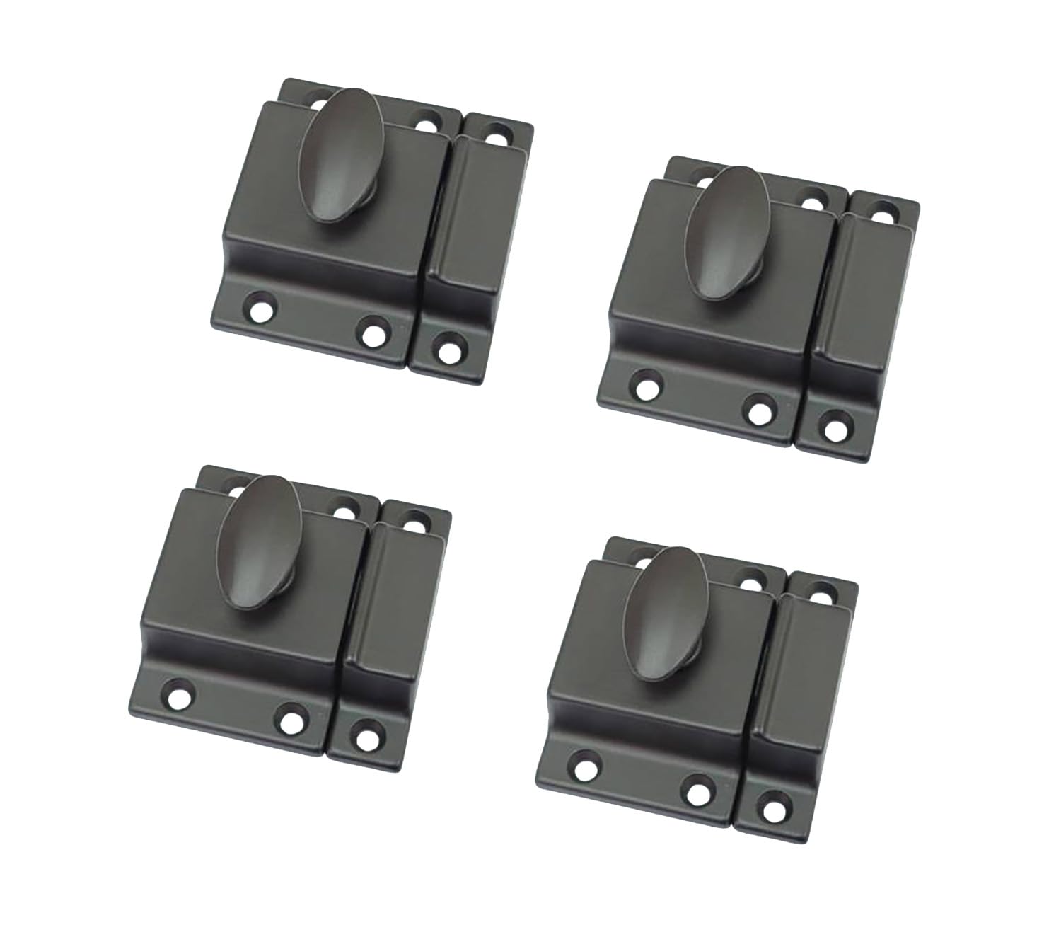 QCAA Traditional Large Oval Turn Cabinet Latch, Solid Brass, 2", for Cupboard & Other Furniture, ORB Oil Rubbed Bronze US10B, 4 Pack, Made in Taiwan