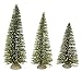 RAZ Imports Flocked Metallic Glitter Green Bottle Brush Decorative Christmas Trees, Set of 3