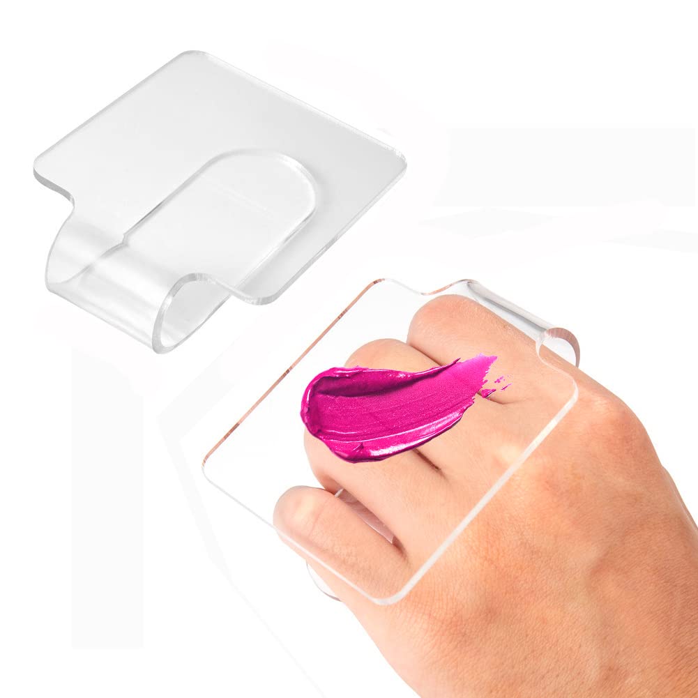 2Pcs Professional Clear Acrylic Makeup Mixing Tray Palette for Mixing Foundation Cosmetics Nail Art Manicure Palette